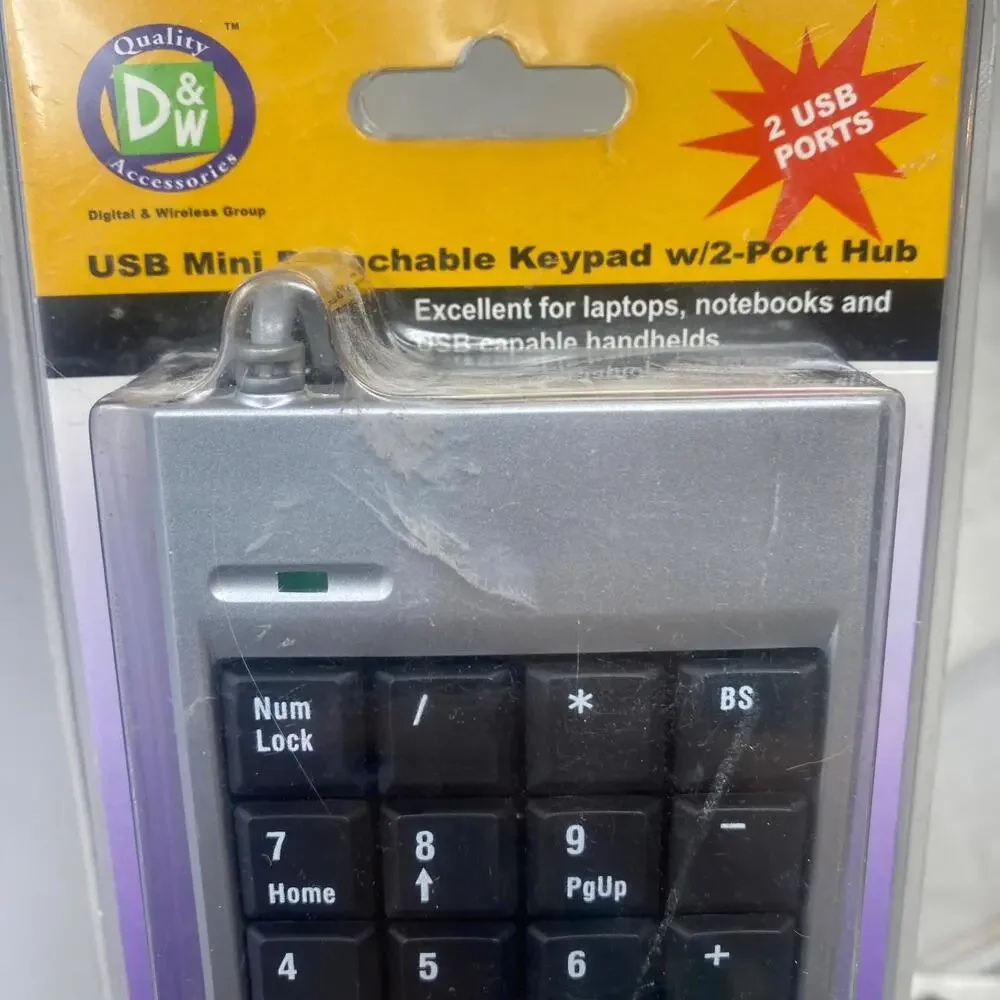 D&W 2 USB Ports USB Mini Detachable Keypad with 2 Port USB Hub